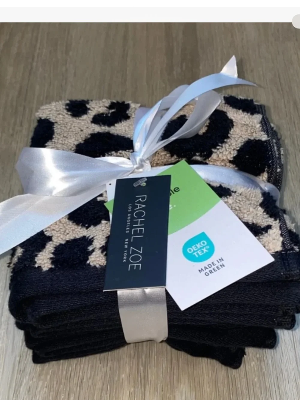4pc Rachel Zoe Leopard Cheetah Animal Print Bath Washcloth Towel